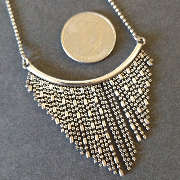 🩶 Vintage 925 Solid Sterling Silver Articulated Beaded Tassel Chain Necklace - Picture 5 of 8